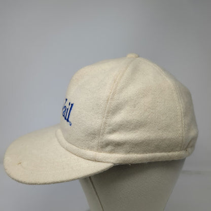 C.C Baseball Cap Beige Blue Brown M Vail Logo Wool Blend Fitted Stretch Hat