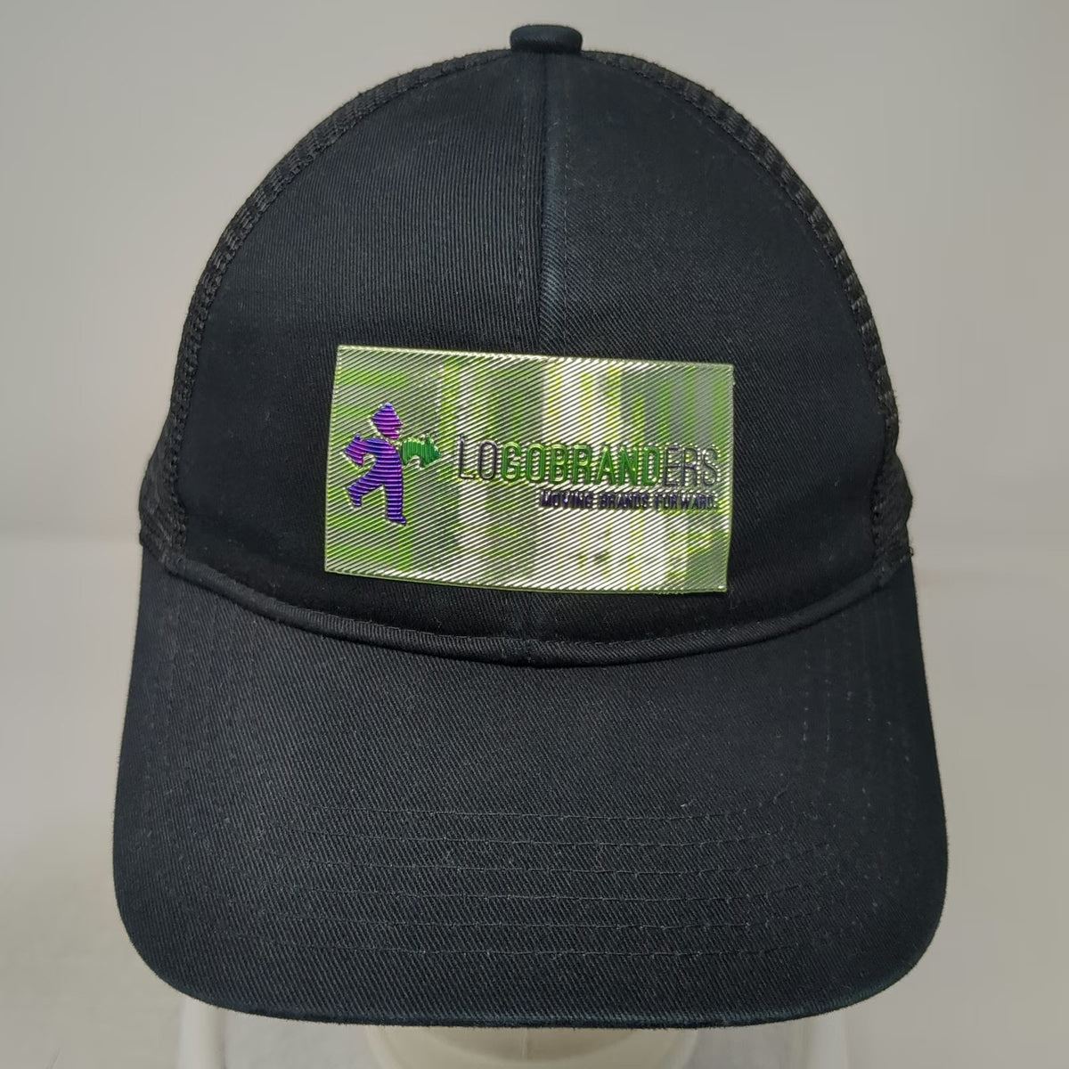 Port Authority Baseball Cap Black One Size LogoBranders Mesh Strapback Patch Hat