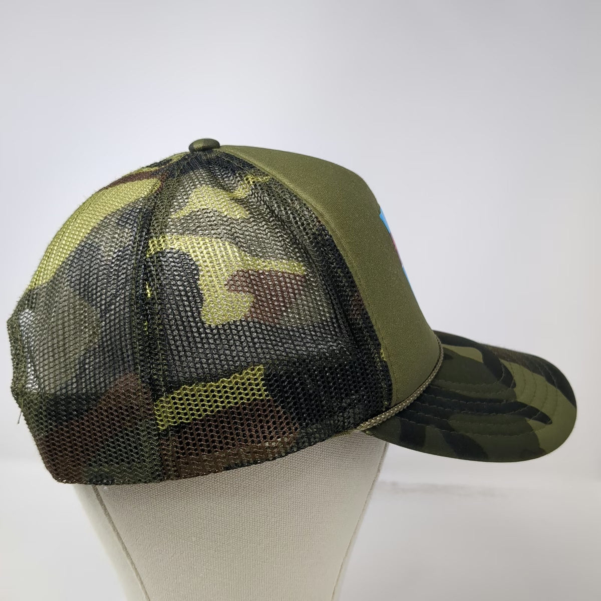 Otto Trucker Hat Green One Size Camo Mesh Snapback Fighter Jet Patch Rope
