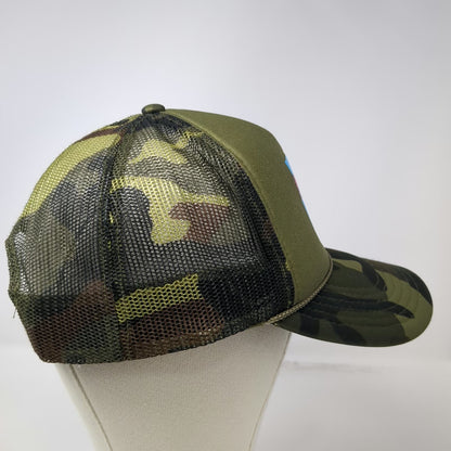 Otto Trucker Hat Green One Size Camo Mesh Snapback Fighter Jet Patch Rope
