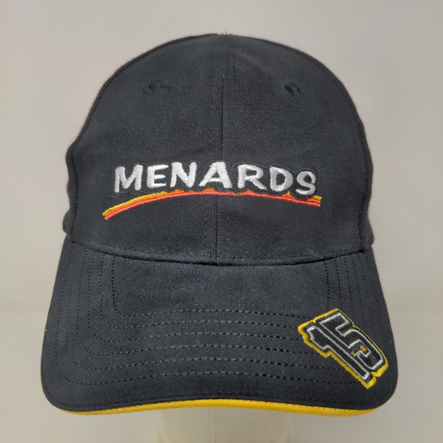 Menards Men's Fitted Hat Black Stretch Embroidered #15 Logo Acrylic Blend