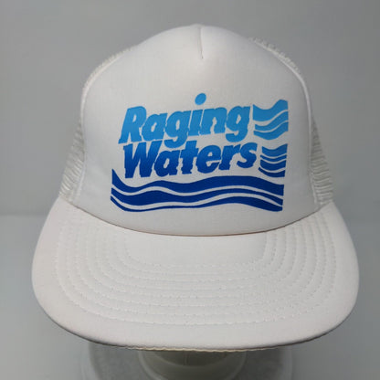 Raging Waters Snapback Trucker Hat White OSFA Adjustable Mesh Back Sportcap