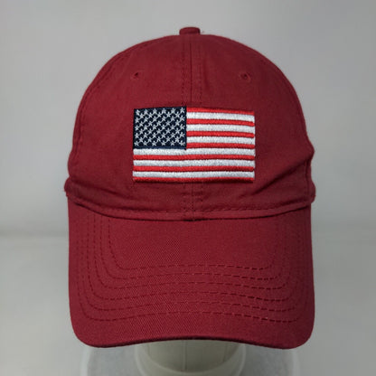 American Flag Slideback Hat Red No Size Adjustable Embroidered Patriotic Cotton