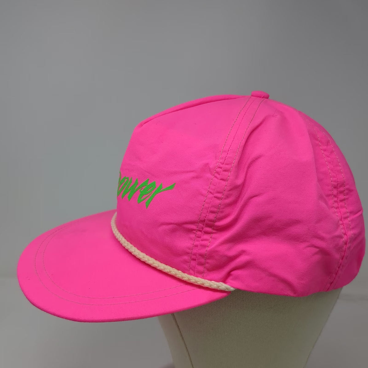 Tomkin 5 Panel Pink Hat Rope Snapback Green Cat Power Graphic USA Nylon Vintage