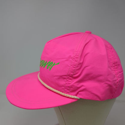 Tomkin 5 Panel Pink Hat Rope Snapback Green Cat Power Graphic USA Nylon Vintage