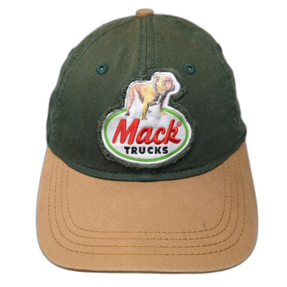 Mack Trucks Baseball Cap Green Beige One Size Bulldog Logo Patch Slideback Hat