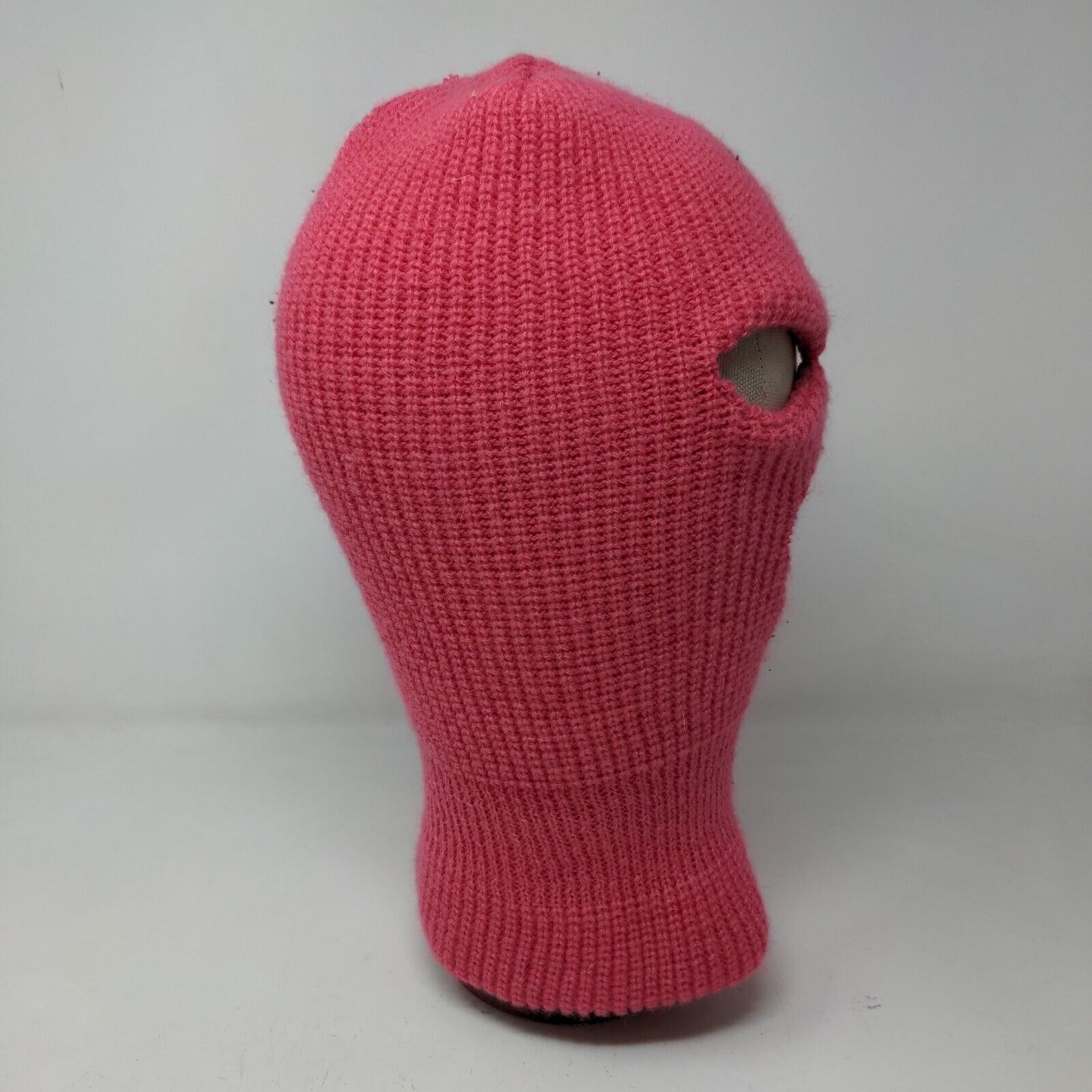 Top Headwear Women's Knit Facemask Hat Pink Patch Logo Eye Mouth Holes