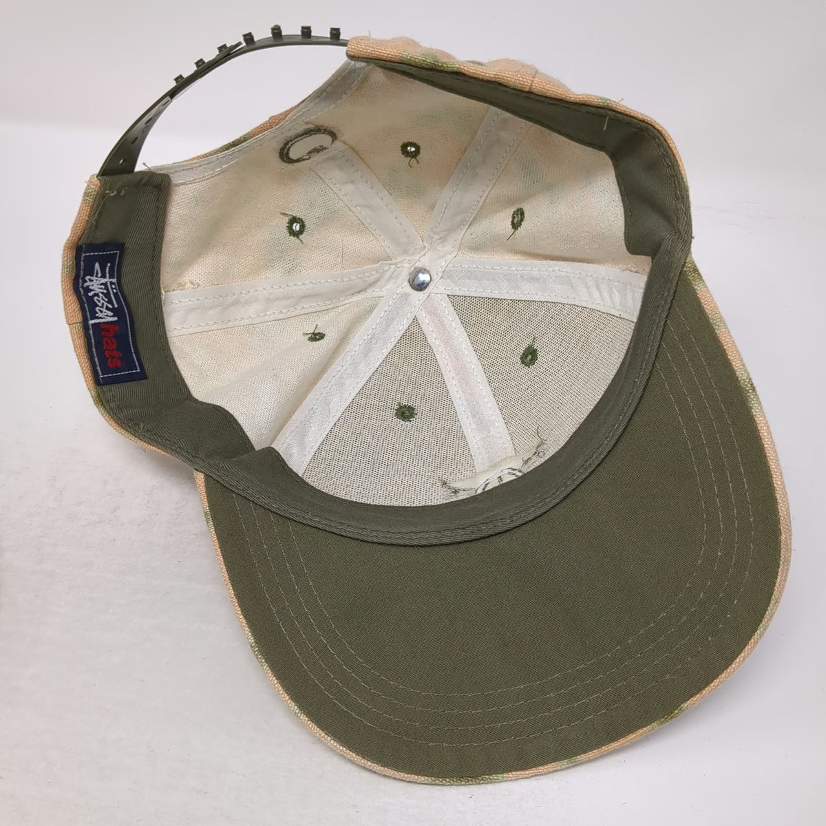 Stussy Snapback Orange One Size Digital Camo Skull Logo Canvas Hat 6 Panel