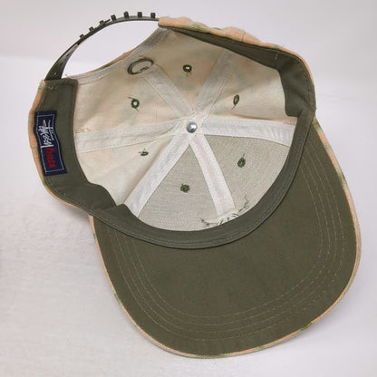 Stussy Snapback Orange One Size Digital Camo Skull Logo Canvas Hat 6 Panel