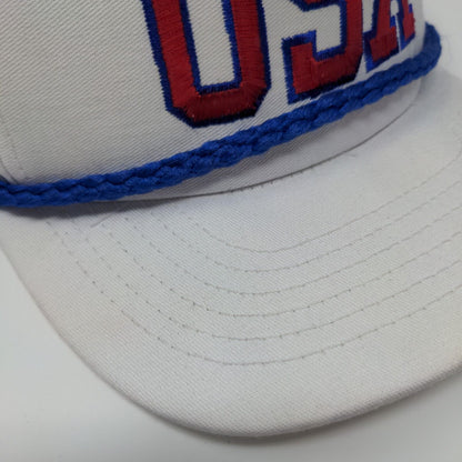 USA Mack Trucks Snapback Hat White OSFA Adjustable Embroidered Rope Novad