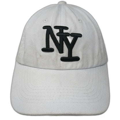 Baseball Cap White One Size NY New York Embroidered Slideback Adjustable Hat
