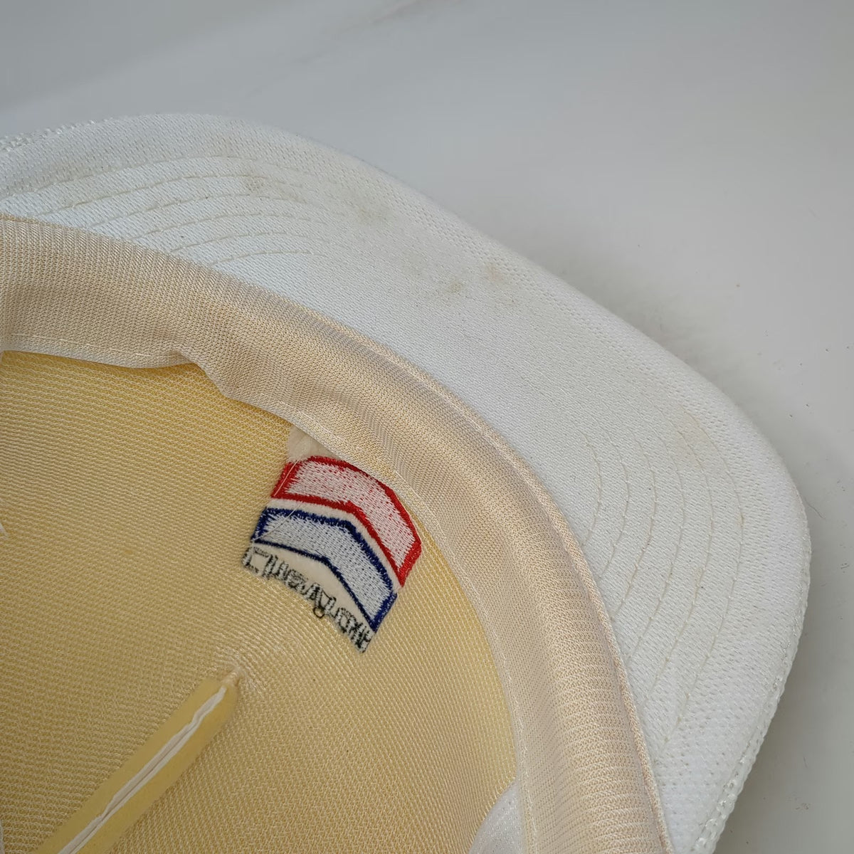 Designer Award Trucker Hat White OS Chevron Safety Award Mesh Snapback Rope