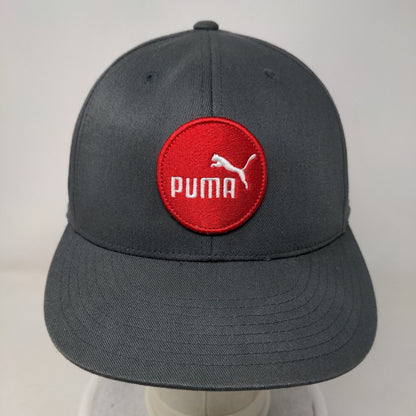PUMA 210 Fitted Hat Gray L/XL Patch Logo Vented Holes Flexfit 6 Panel