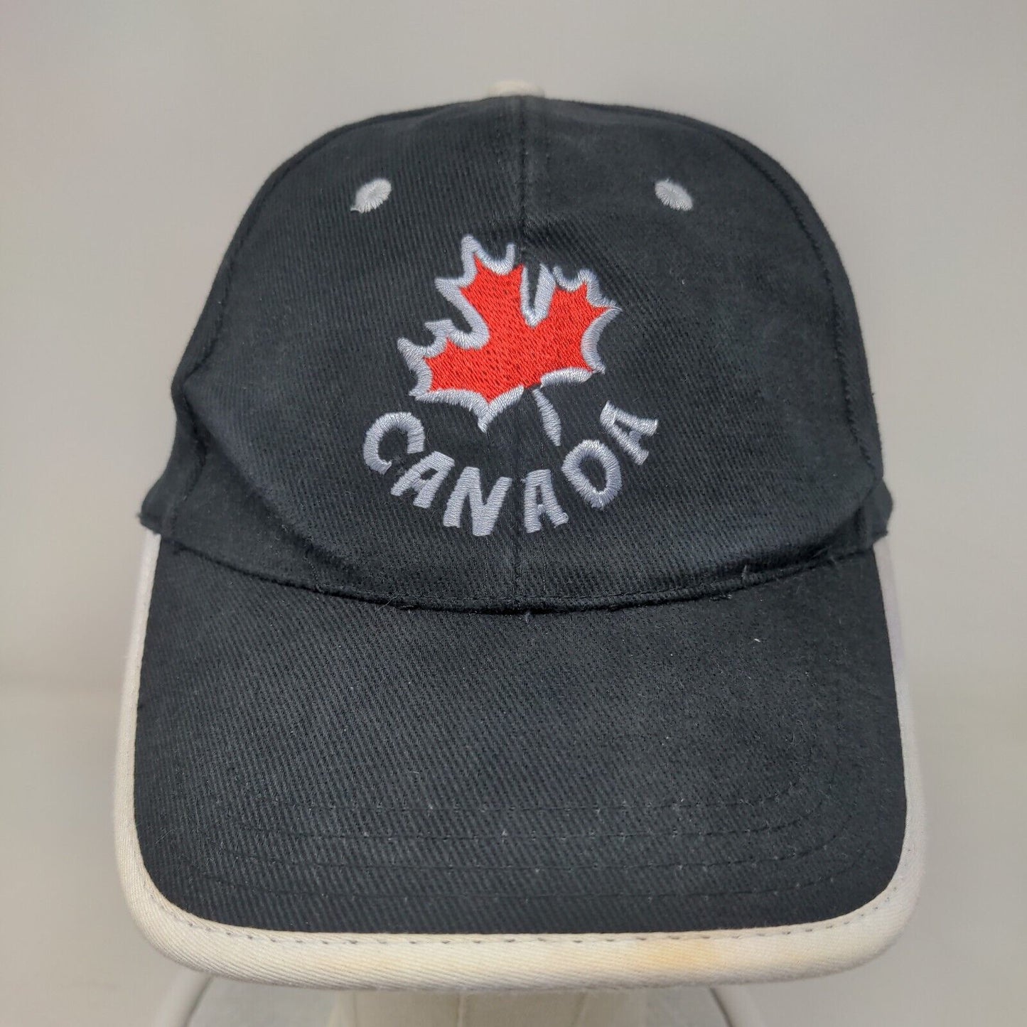 Canada Maple Leaf Strapback Hat Black One Size Embroidered 6 Panel