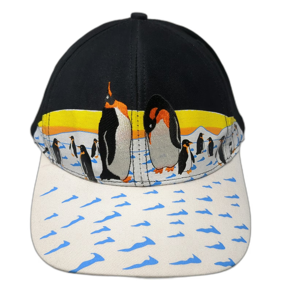 SeaWorld Snapback Black White OS Penguin Graphic Embroidered Waves Hat Vintage