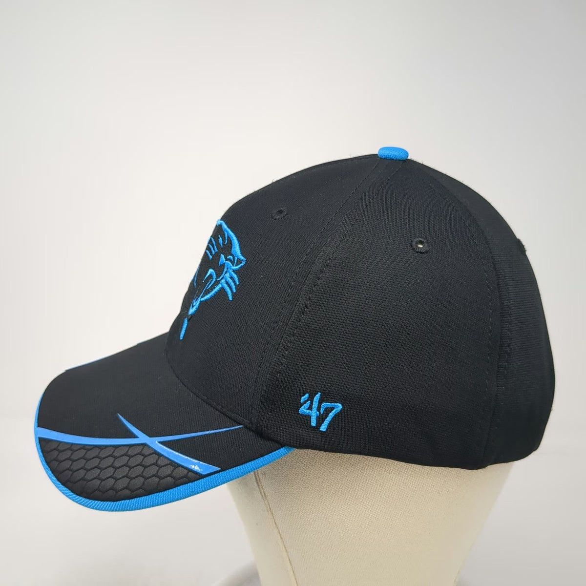 '47 Baseball Cap Black Blue One Size Carolina Panthers NFL Strapback Logo hat