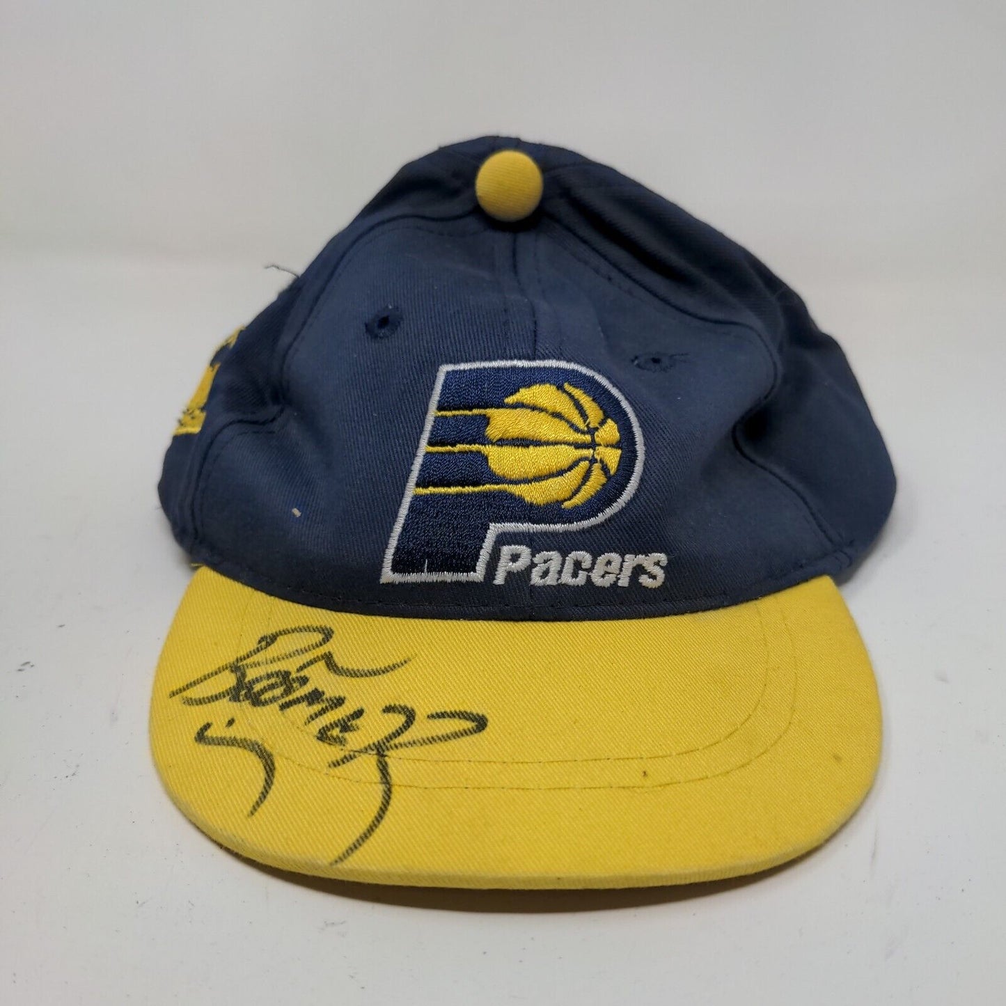 Mighty Mac Boy's Snapback Hat Blue 2-4T Yellow Indiana Pacers Autographed Boomer