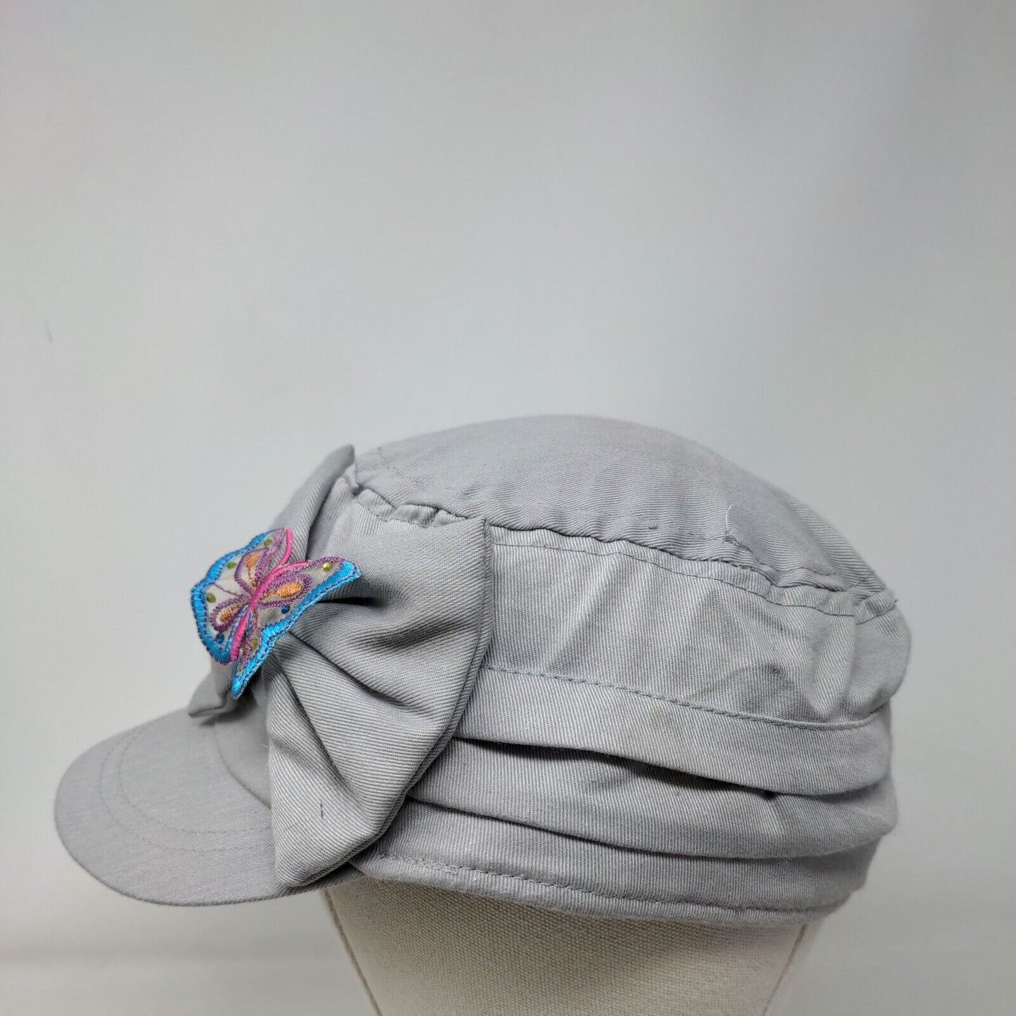 Unbranded Fitted Cadet Army Cap Hat Gray One Size Solid Bow Butterfly