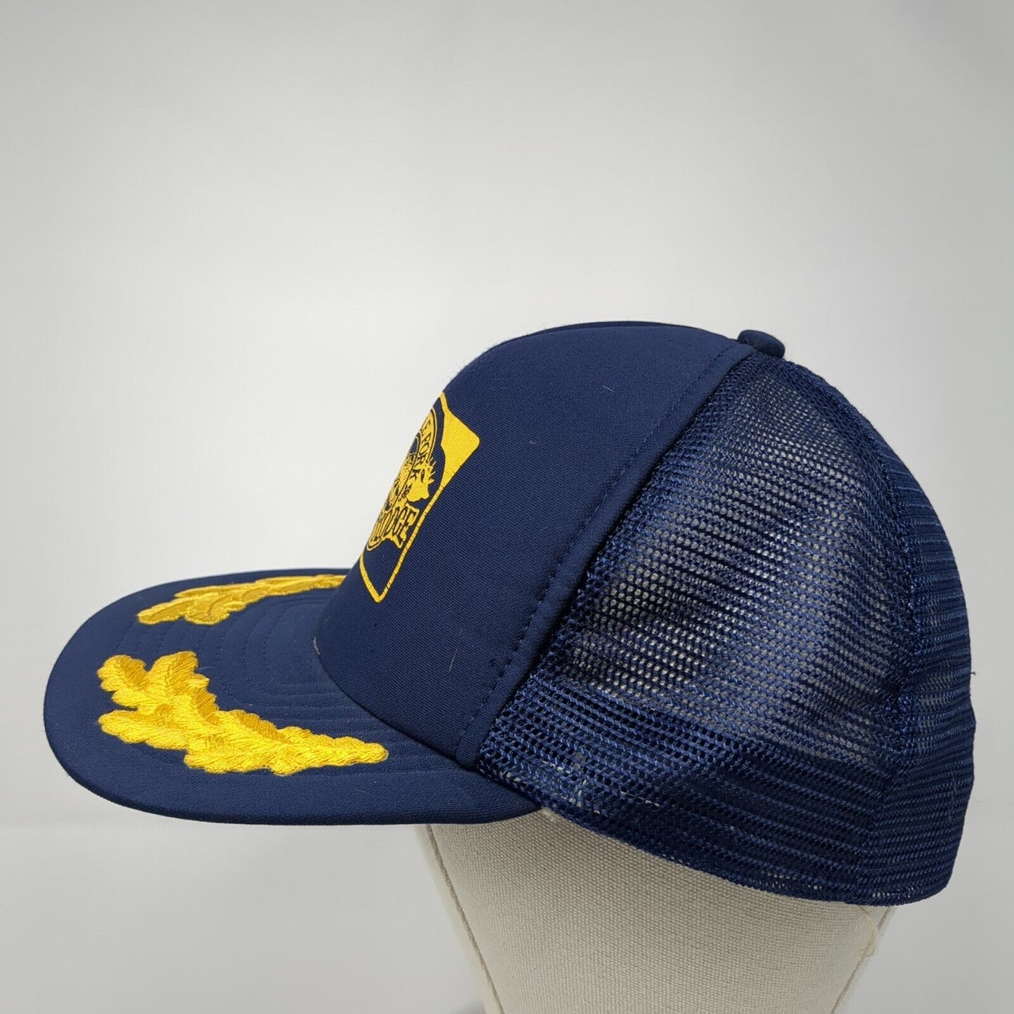 At Middle Fork Harrah's Lodge Snapback Trucker Hat Blue Large Mesh Back CH