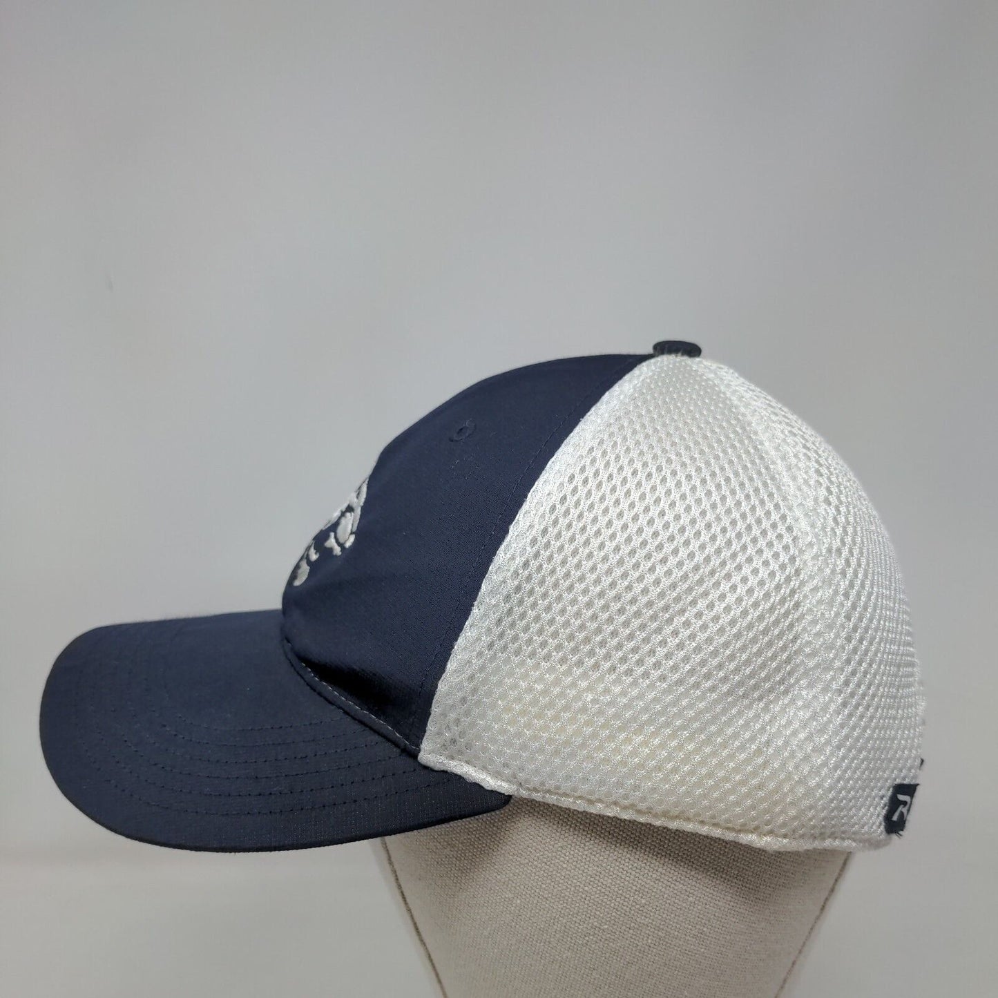 Richardson Strapback Mesh Back Trucker Hat Blue One Size Embroidered Logo