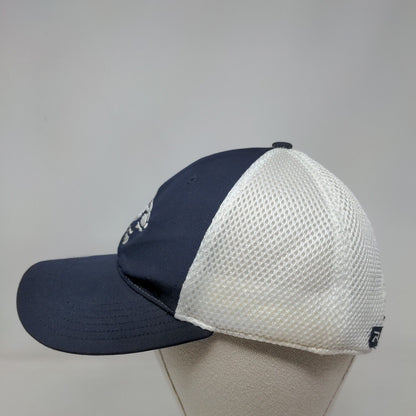 Richardson Strapback Mesh Back Trucker Hat Blue One Size Embroidered Logo