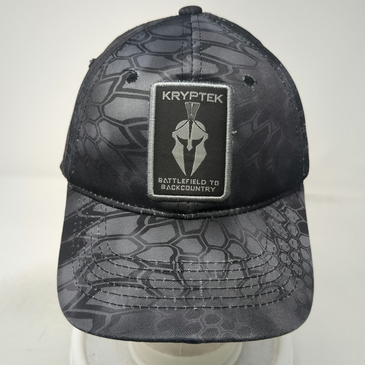 Kryptek Baseball Cap Black One Size Typhon Camo Spartan Patch Strapback Hat