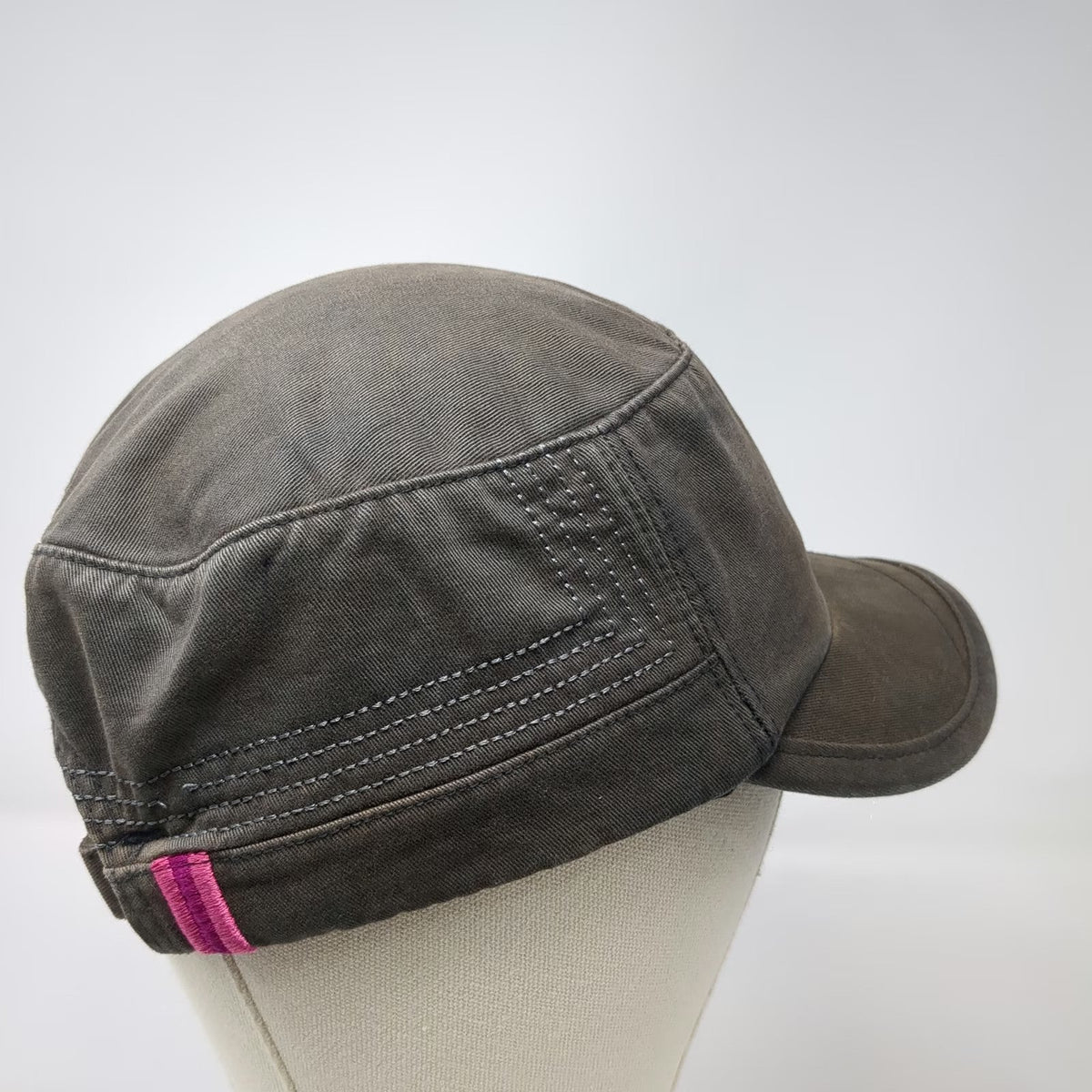 Adidas Army Cap Gray One Size Slideback Plaid Lining Pink Logo Adjustable Hat