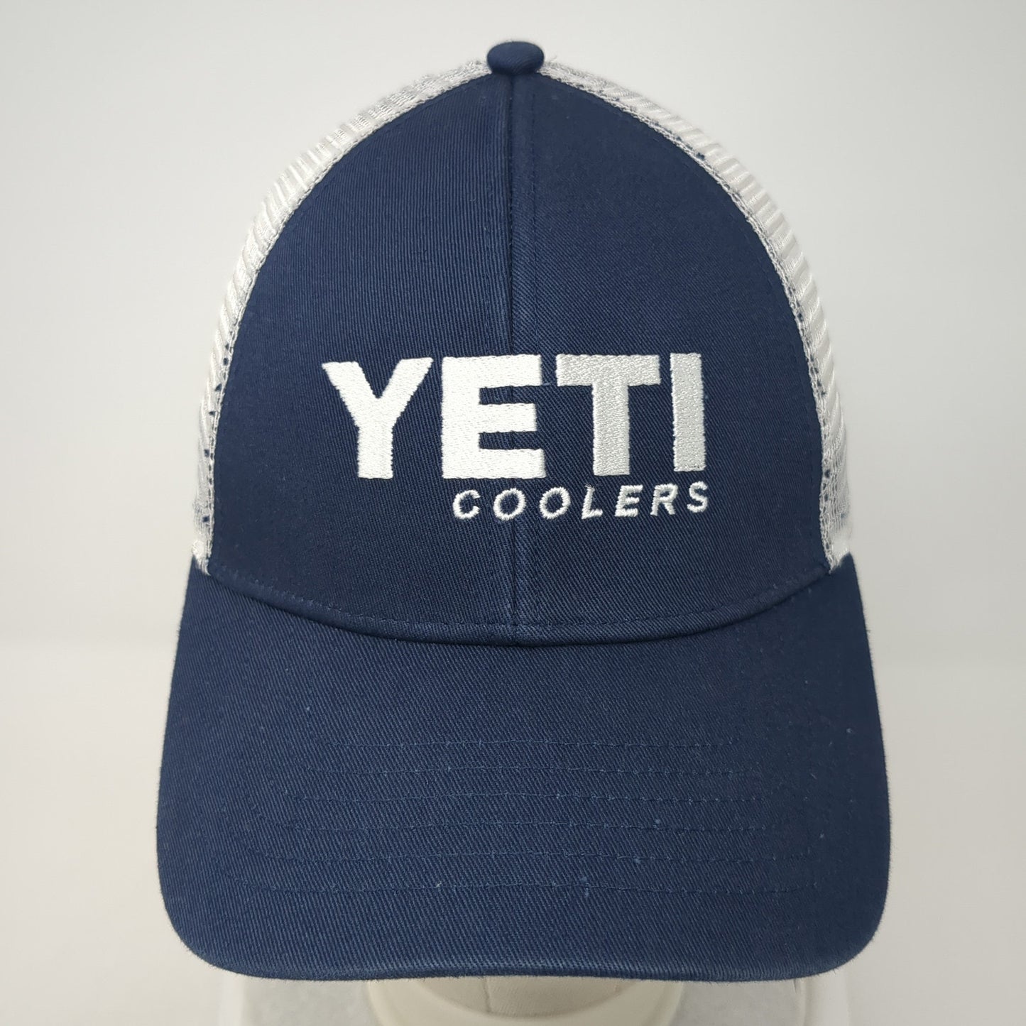 YETI Coolers Snapback Trucker Hat Blue One Size Adjustable Embroidered Mesh Back