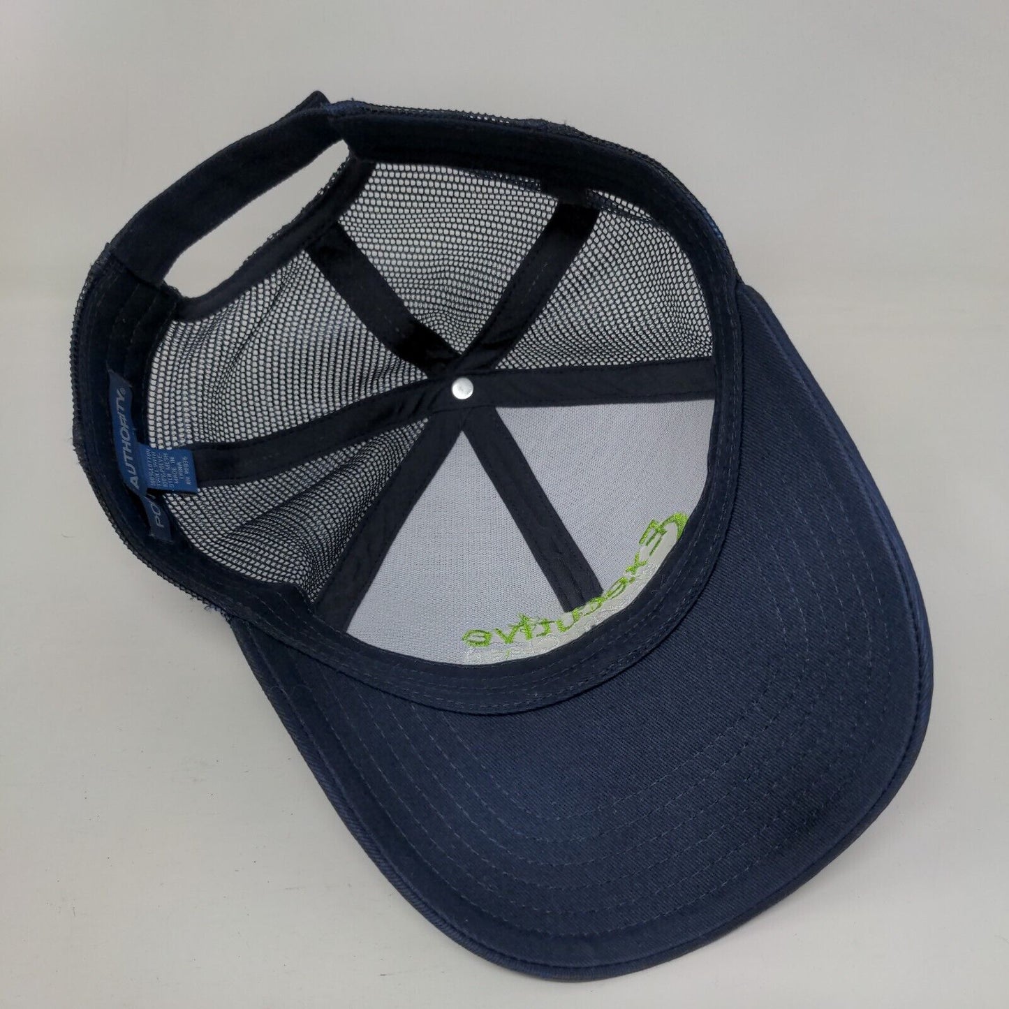 Executive Steam Clean Strapback Trucker Hat Blue One Size Mesh Back