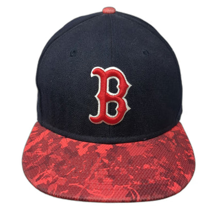 New Era Boston Red Sox MLB Snapback Hat Blue Size L 9FIFTY Flat Brim Patterned