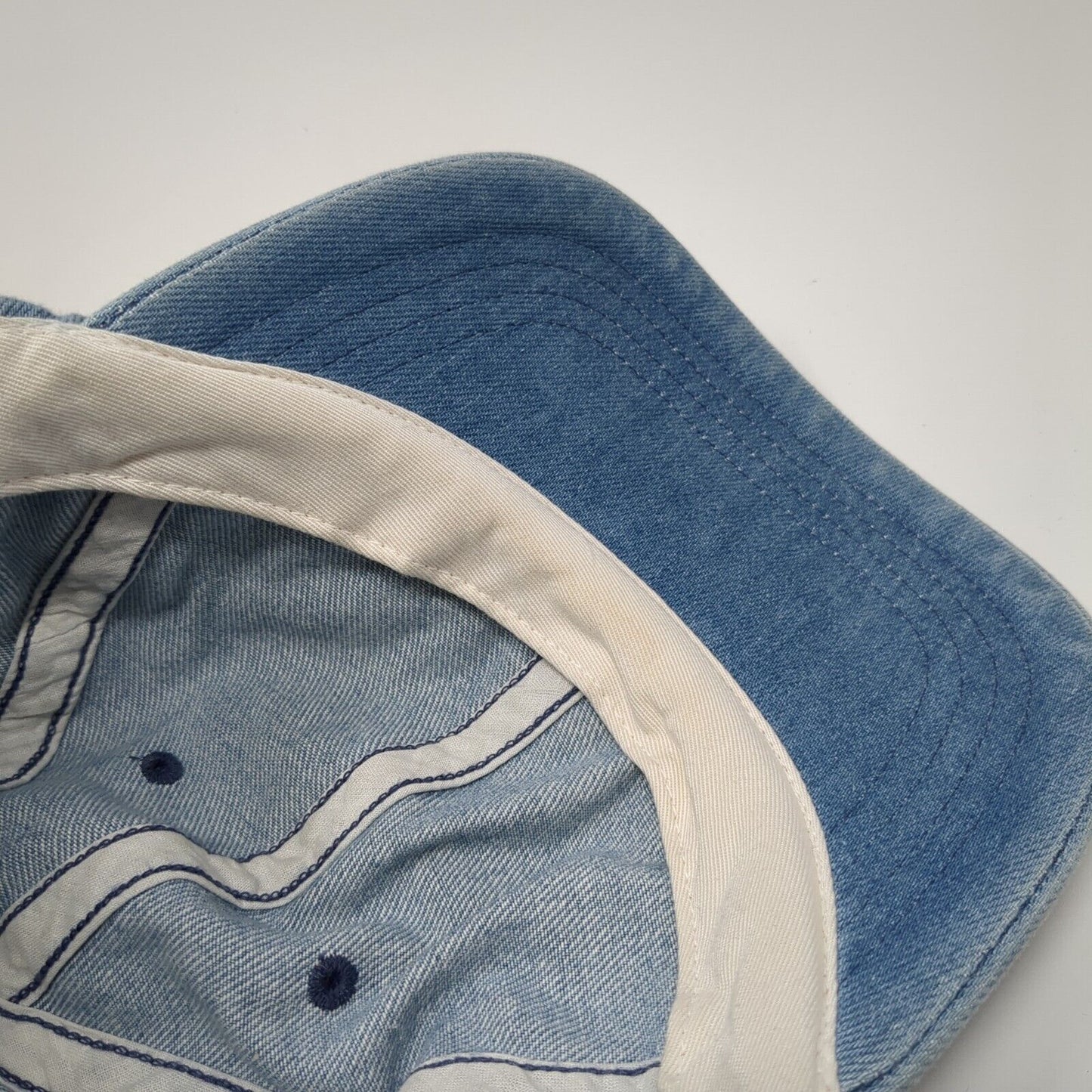 Unbranded Slideback Hat Blue One Size Adjustable Vented Holes Denim Blank