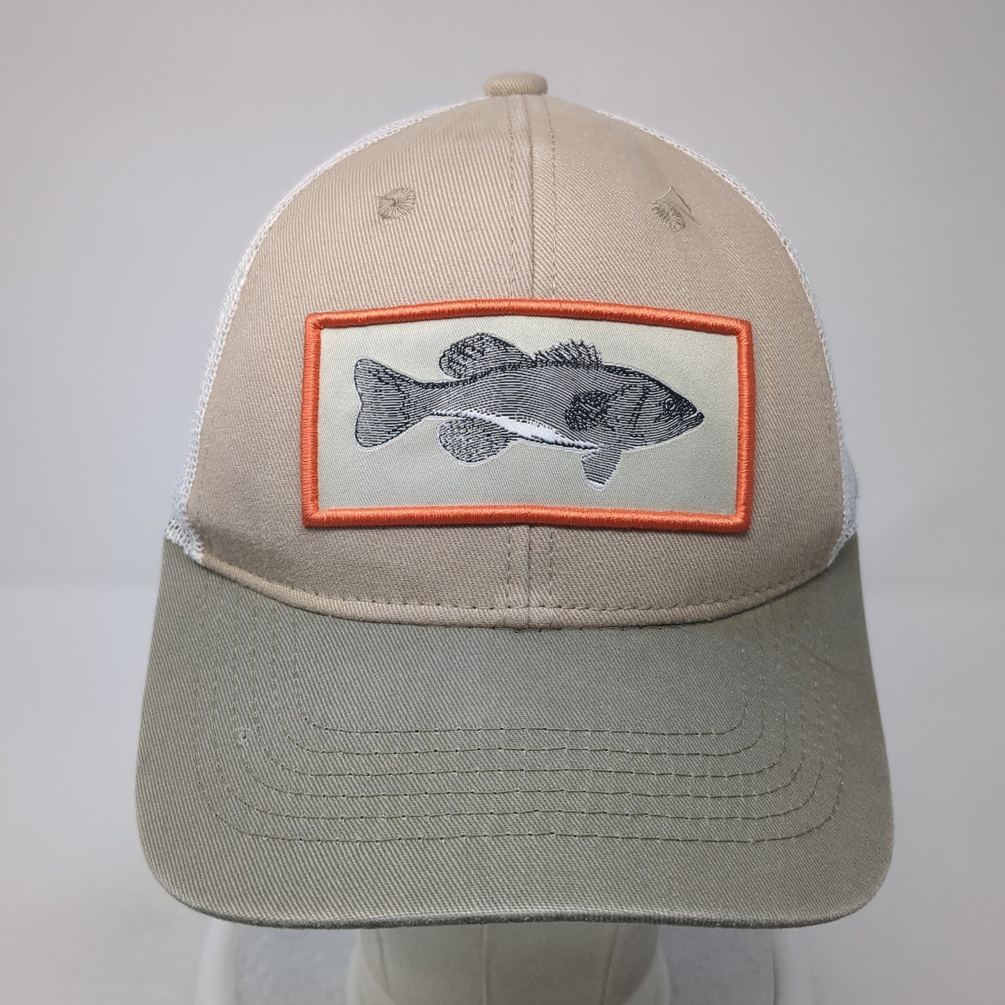 Fish Patch Snapback Trucker Hat Brown One Size Mesh Back Outdoor Cap