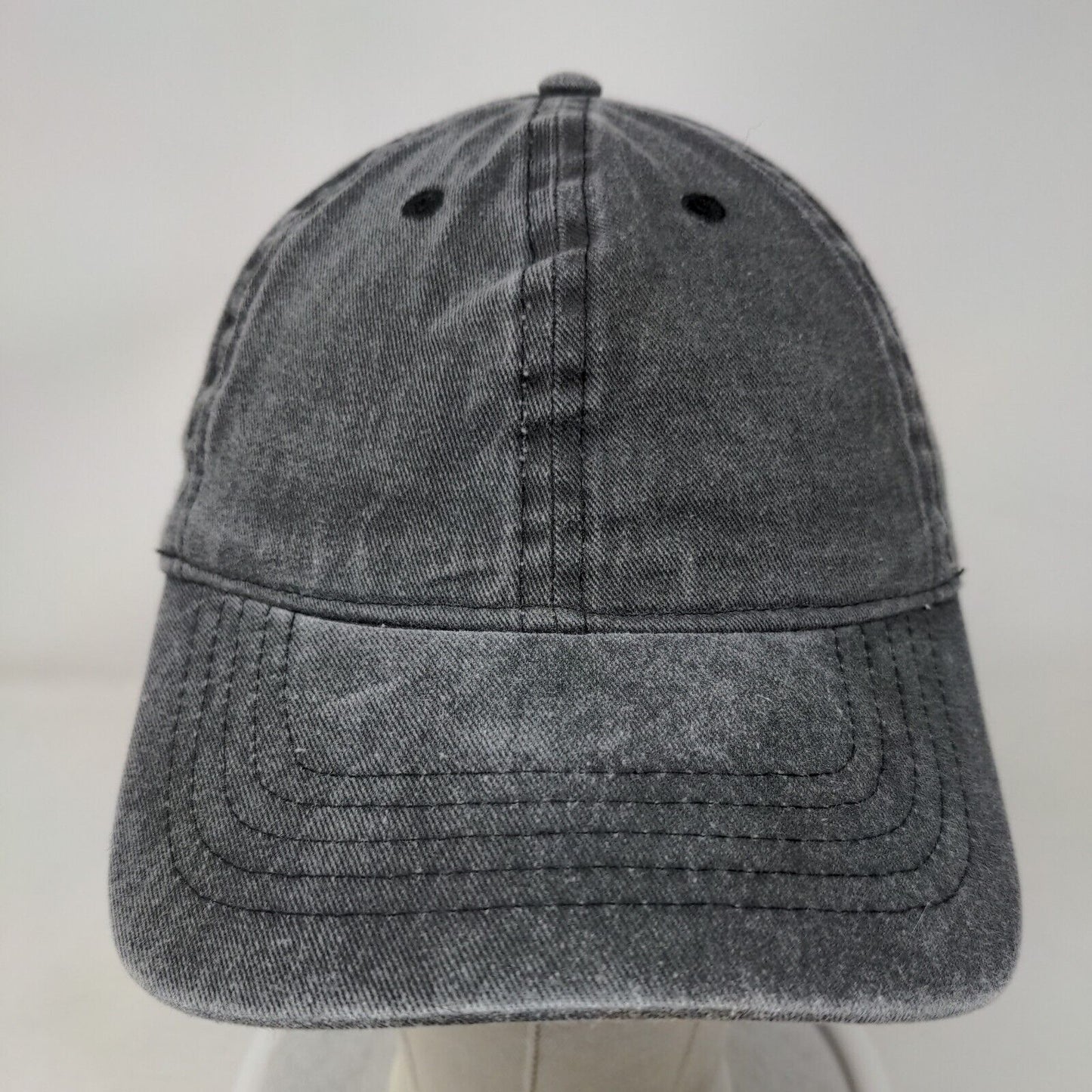 Unbranded Strapback Hat Black Soot Gray OSFM Adjustable Blank