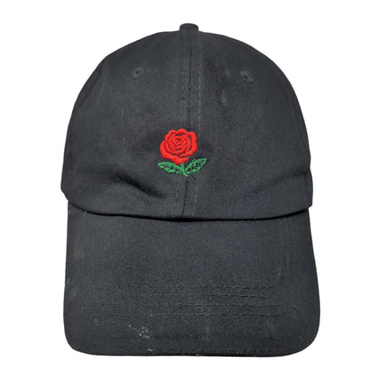 Rose Slideback Hat Black One Size Embroidered Adjustable 6 Panel