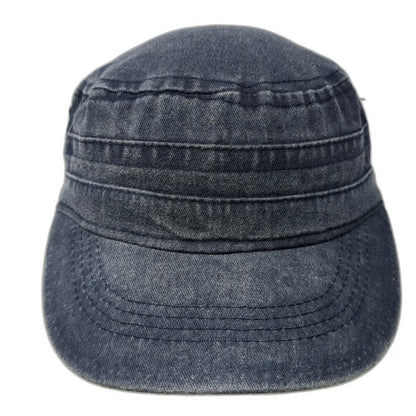 Army Cap Blue One Size Faded Denim Adjustable Slideback Military Style Cadet Hat
