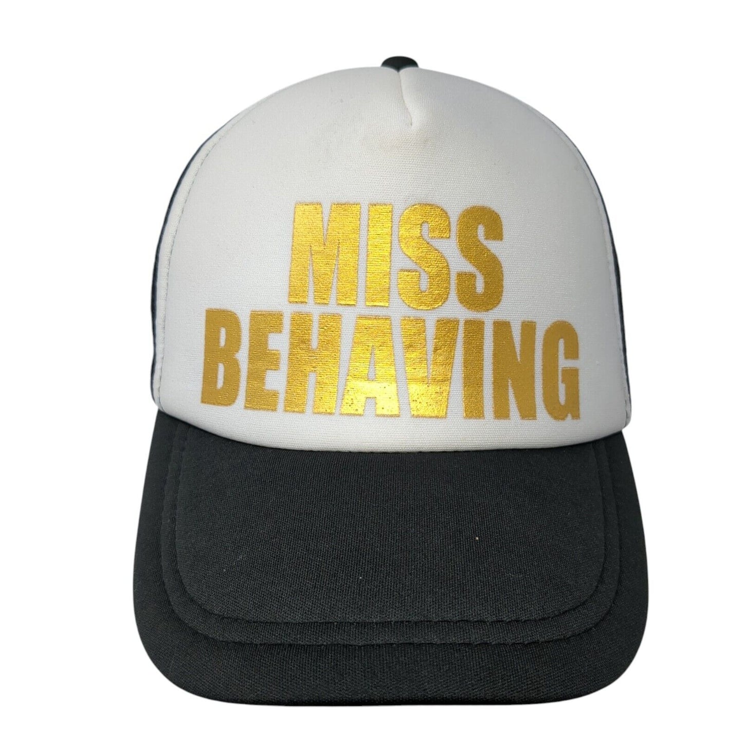Miss Behaving Snapback Trucker Hat Black One Size Adjustable Mesh Back 6 Panel