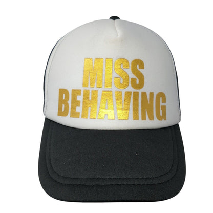 Miss Behaving Snapback Trucker Hat Black One Size Adjustable Mesh Back 6 Panel