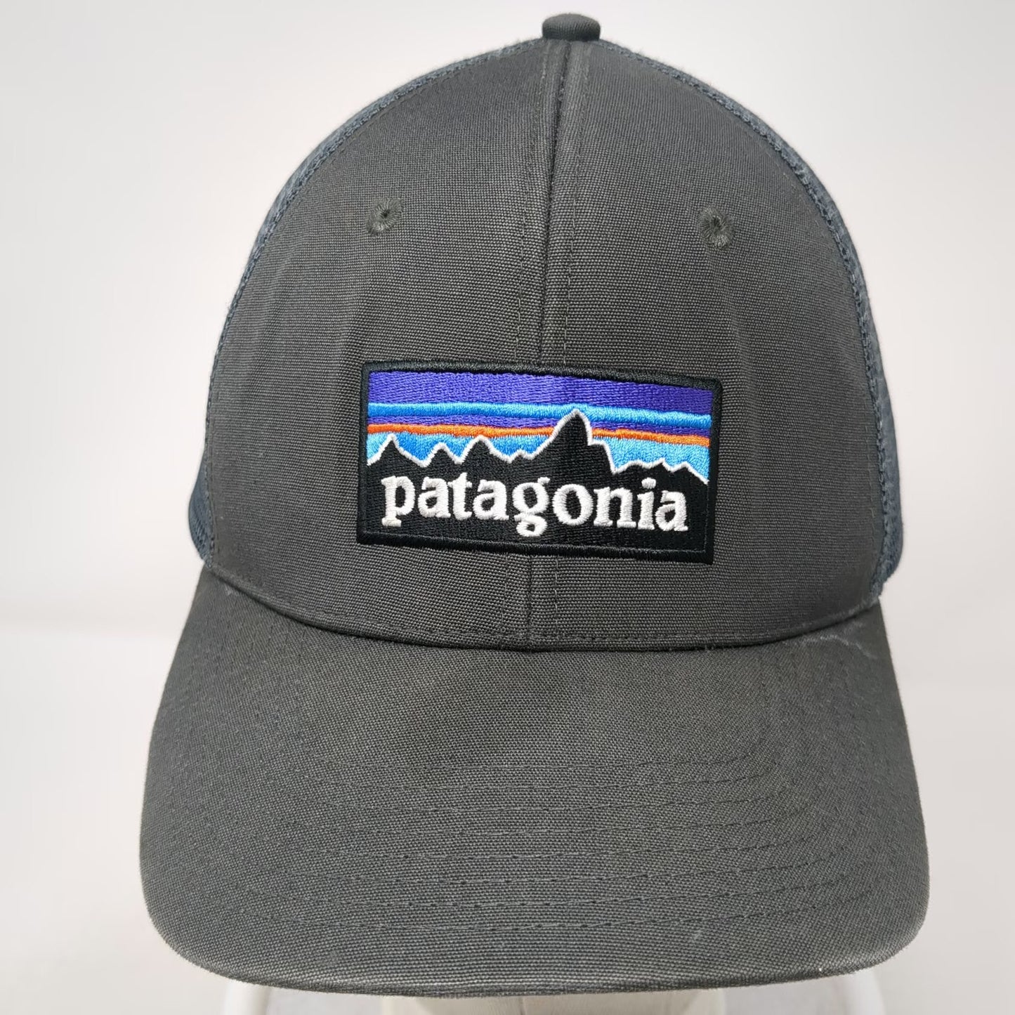 Patagonia Trucker Hat Gray One Size Mesh Back Snapback Mountain Logo Patch