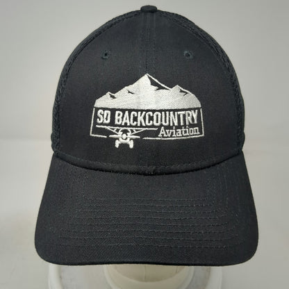 New Era Baseball Cap Black XL SD Backcountry Aviation Mountain Mesh Fitted Hat