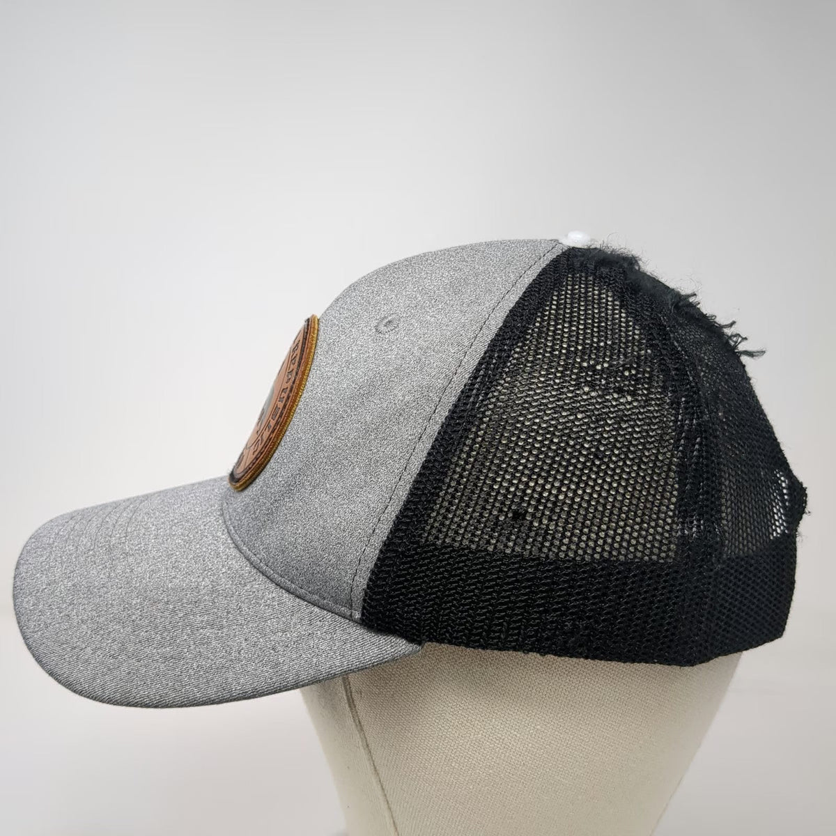 Zion Trucker Hat Gray Black One Size California Republic Leather Patch Bear 1850