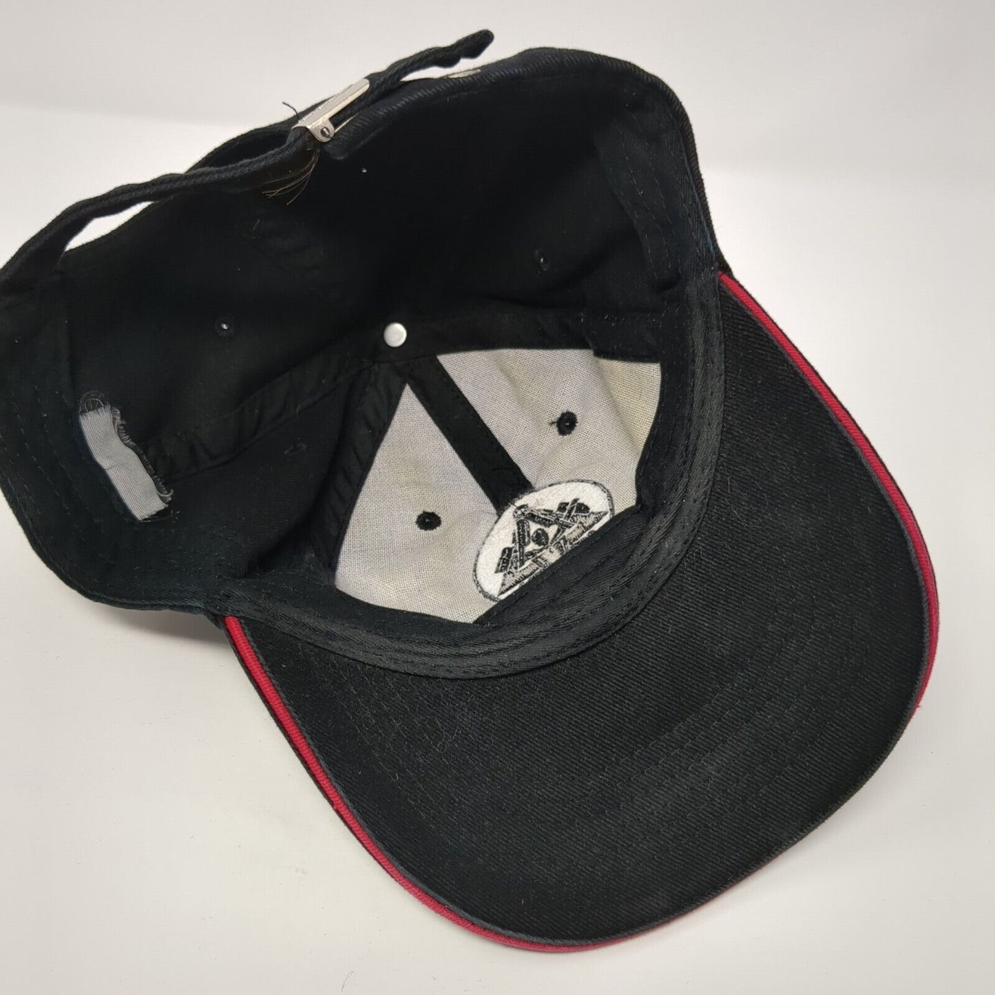 FHB Slideback Hat Black One Size Adjustable Embroidered Vented Holes 6 Panel