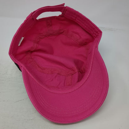 Pink Army Cap One Size Rhinestone Fleur-de-lis Cotton Strapback Hat Bling Gems