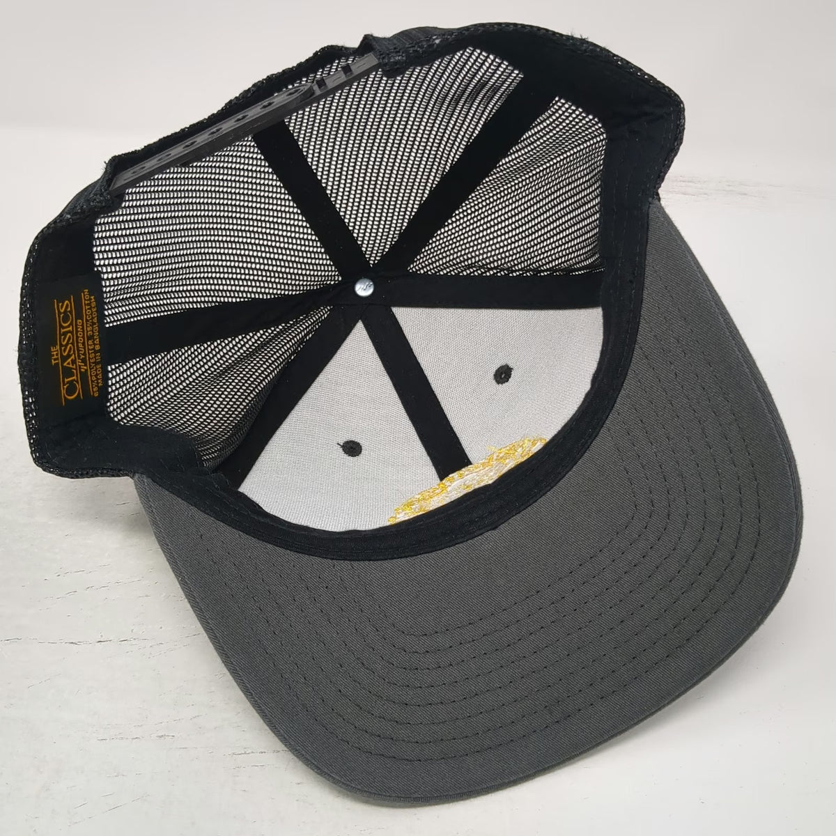 Yupoong Trucker Hat Gray Black Yellow One Size Dennis Dillon 50 Years Snapback