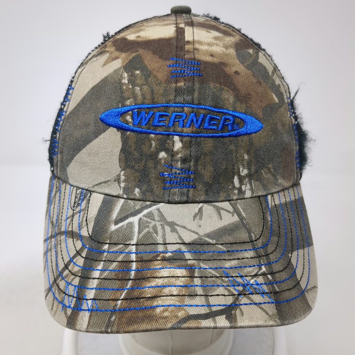 Werner Enterprises Baseball Cap Brown Camo One Size Mesh Distressed Trucker Hat