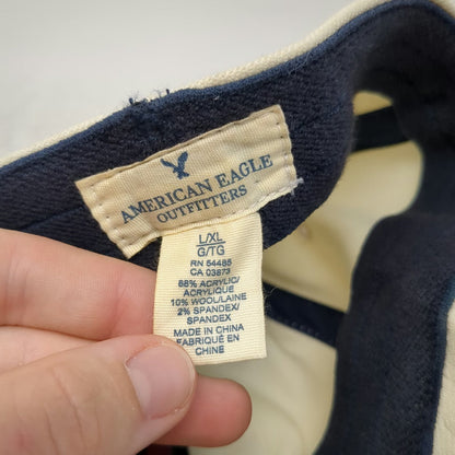 American Eagle Outfitters Baseball Cap White XL Fitted Embroidered Eagle Hat