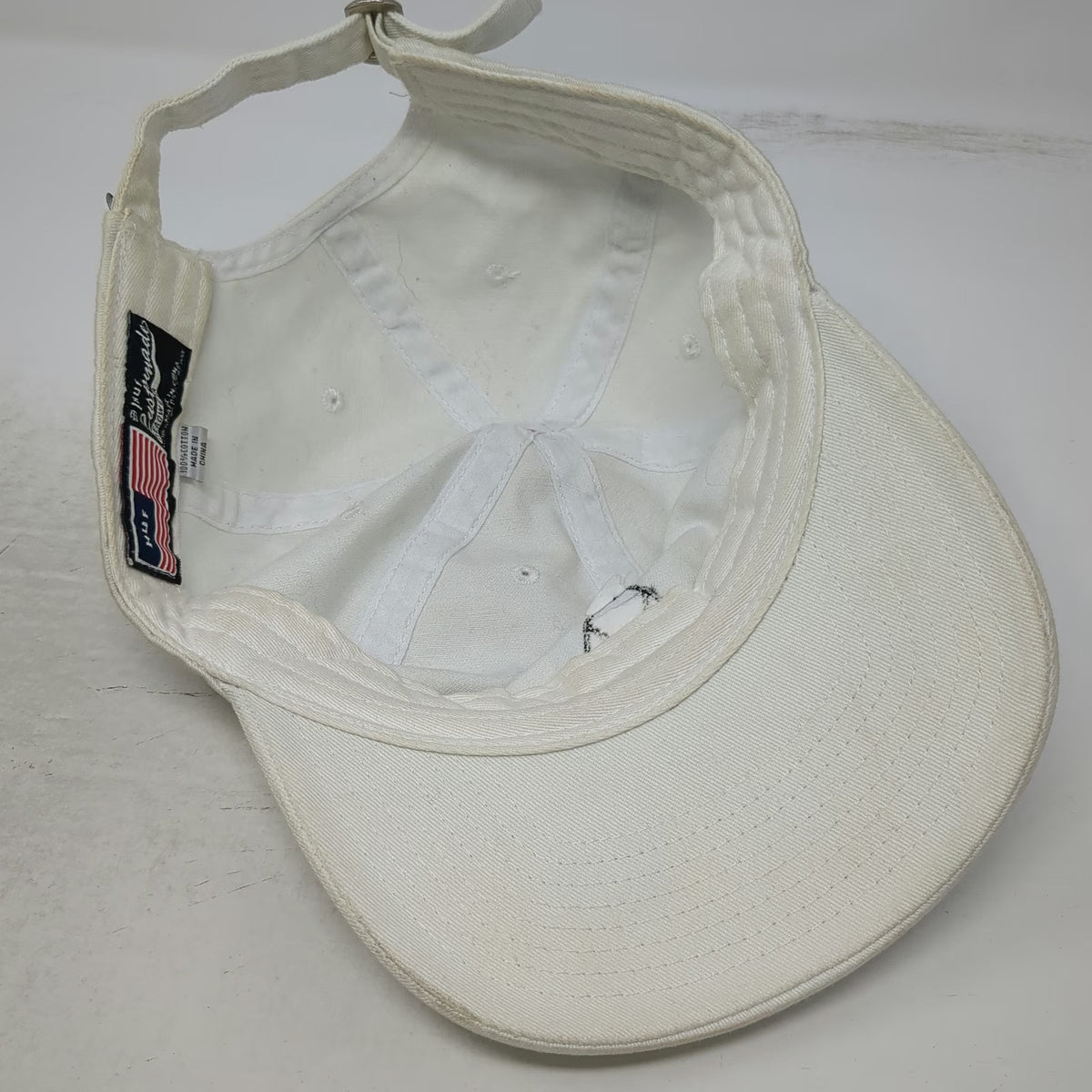 HUF Baseball Cap White One Size Slideback Strap Triangle Logo Embroidery Hat