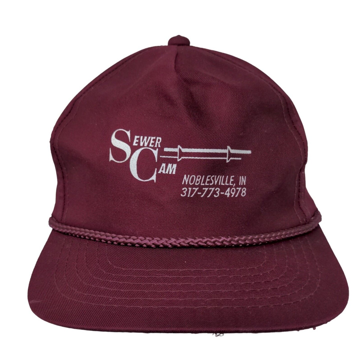 Sewer Cam Men's Snapback Trucker Hat Red Burgundy Size OSFA Graphic Logo Indiana