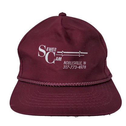 Sewer Cam Men's Snapback Trucker Hat Red Burgundy Size OSFA Graphic Logo Indiana