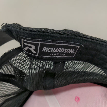 Richardson Leather Patch Snapback Mesh Back Trucker Hat Pink One Size