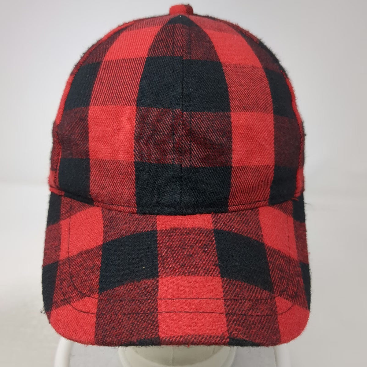 Red Black Buffalo Plaid Checkered Pattern Strapback One Size Baseball Cap Hat